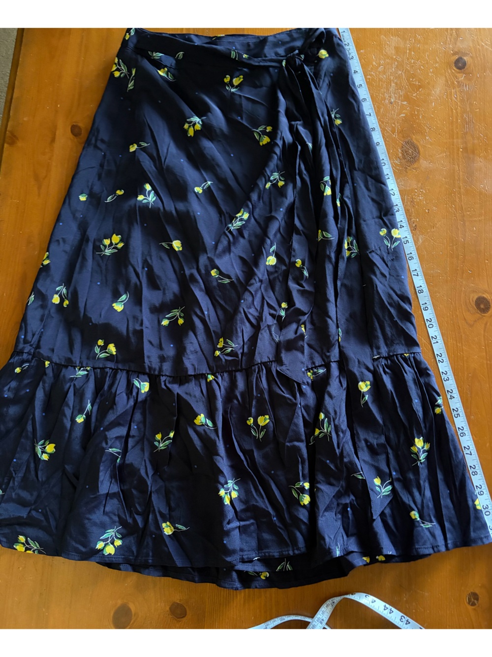 GAP Navy Blue Floral Ruffle-Hem Wrap Midi Skirt - Picture 6 of 7
